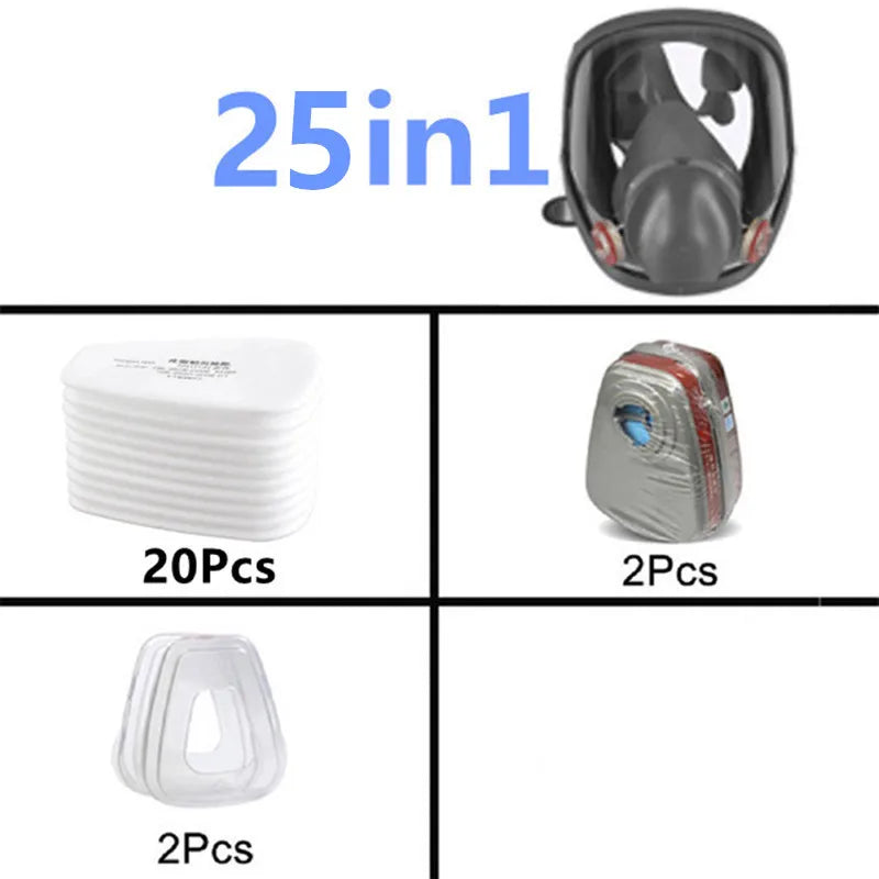 15 in 1 full face mask, reusable, wide field of vision, widely used in paint and welding woodworking 6800 respirator
