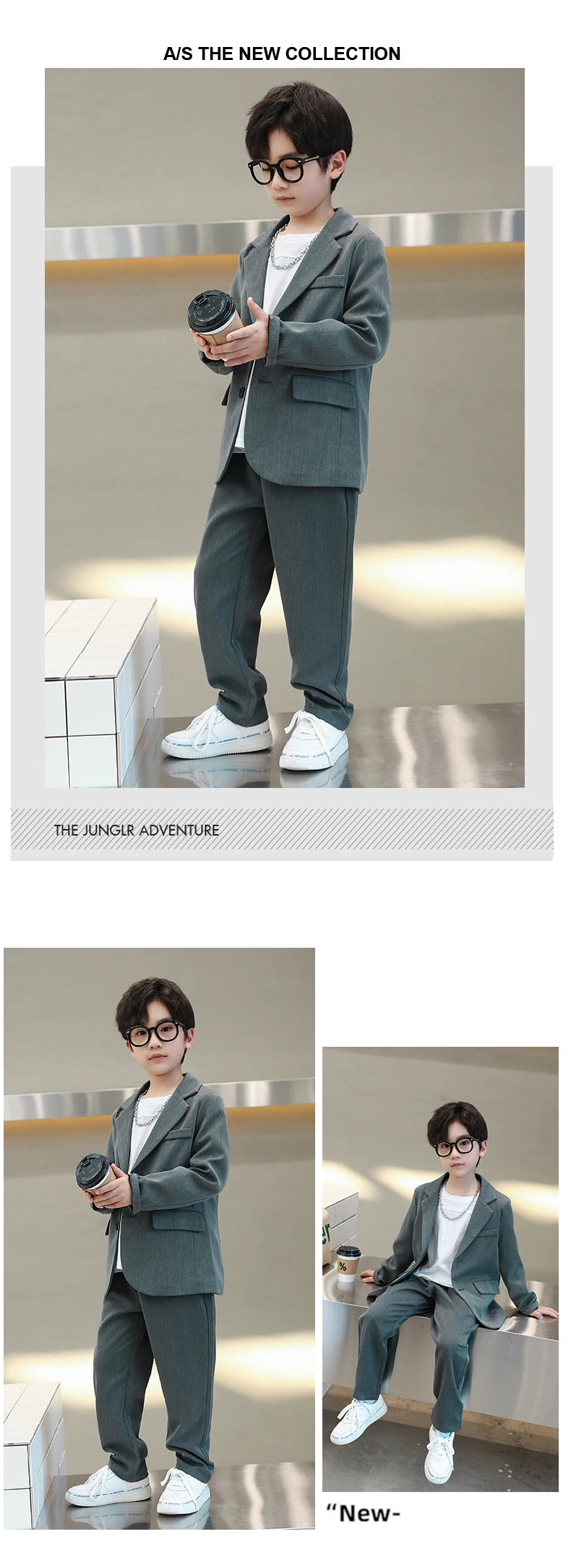 junior Boys Suits Autumn Long Sleeve Casual Blazer Jacket Trouser 2pcs School Uniform Teen Kids Clothes pants Set Child Cosutme