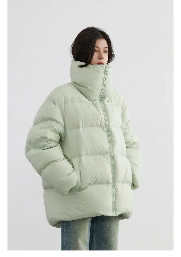 CHIC VEN Women's Down Coats Korean Stand Collar Simple Solid Color Warm Casual Jackets Soft Fashion Female Clothing Winter 2025