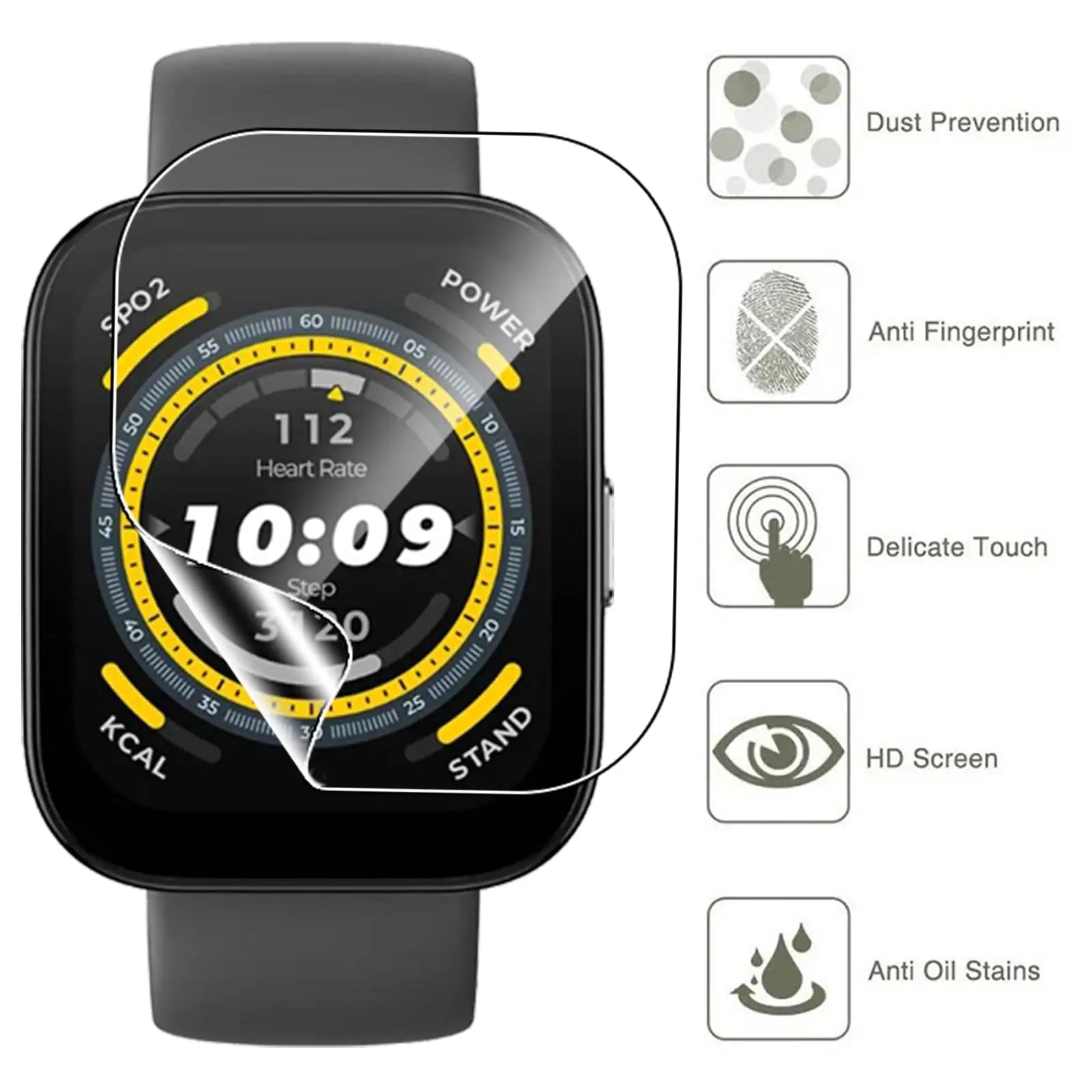 For Amazfit Bip 5 Screen Protector Soft TPU Hydrogel Films For Amazfit Bip 5 Protector HD Clear Anti-Scratch Film Accessories