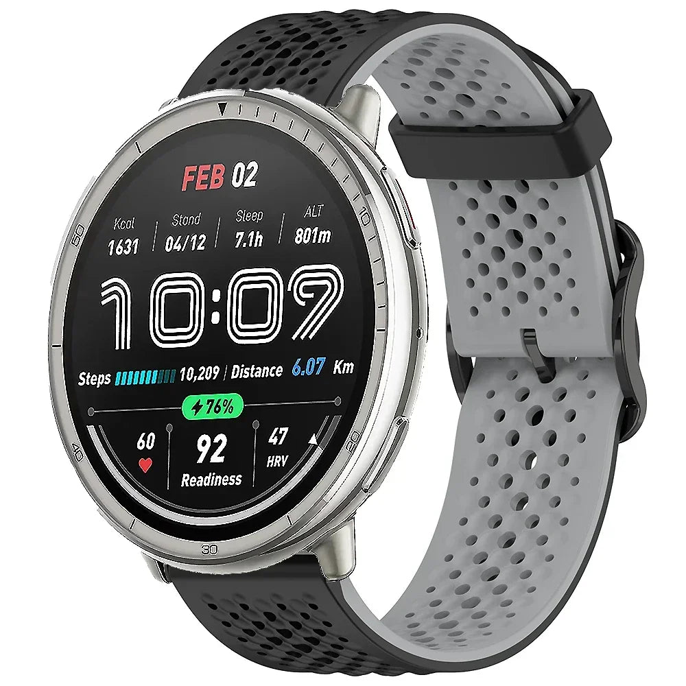 20mm 22mm Silicone Strap For Amazfit Active 2/GTS 4/3/2 Sports Breathable Bracelet Wristband Amazfit Bip 6/5 GTR 4/3 Accessories