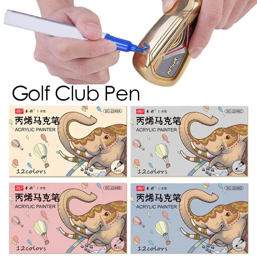 12Pcs/Set Golf Club Color Changing Pen Acrylic Ink Pen With Strong Sunscreen Waterproof Covering Power Golf Accesoires Golf Pen