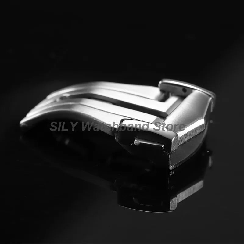 Silver Brushed Watch Buckle 18/20mm Stainless Steel Butterfly Deployment Watch Button Metal Folding Clasp Watch Button Accessory
