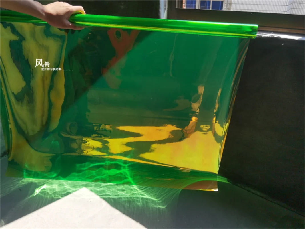 Rainbow Reflective PVC Fabric Laser Plastic Film Waterproof DIY Background Decor Bag Raincoat Coat Clothes Designer Fabric