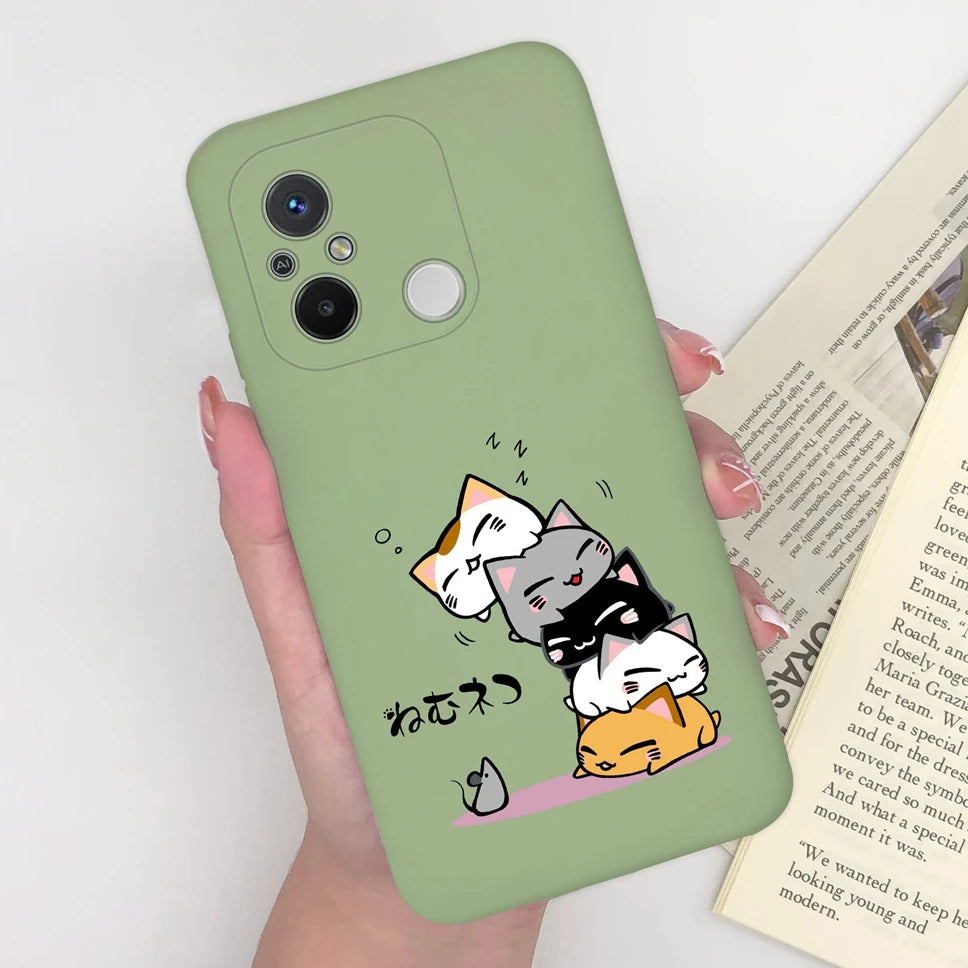 Phone Case For Redmi 12C 11A 4G Cartoon Dinosaur Soft Silicon TPU Matte Back Cover Coque For Redmi 12 C 11 A 4G Funda Capa Shell