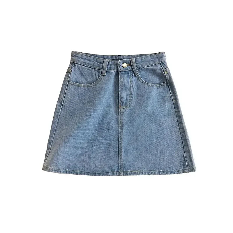 Women's Summer Skirt Casual Big Size Jeans A-line Short Skirt High Waist Denim Vintage Tassel Female Clothing DURIKIES
