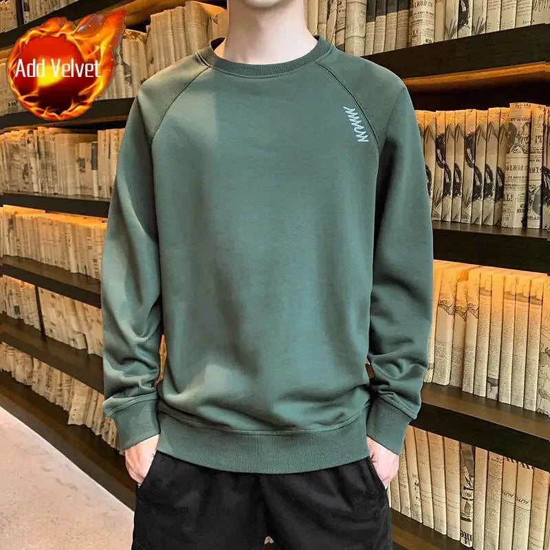 T Shirts for Men Plain Smooth Pullover Unicolor Tops Round Neck Male Clothes Polyester Fashion Trends 2025 Japan Y2k Sweatshirts