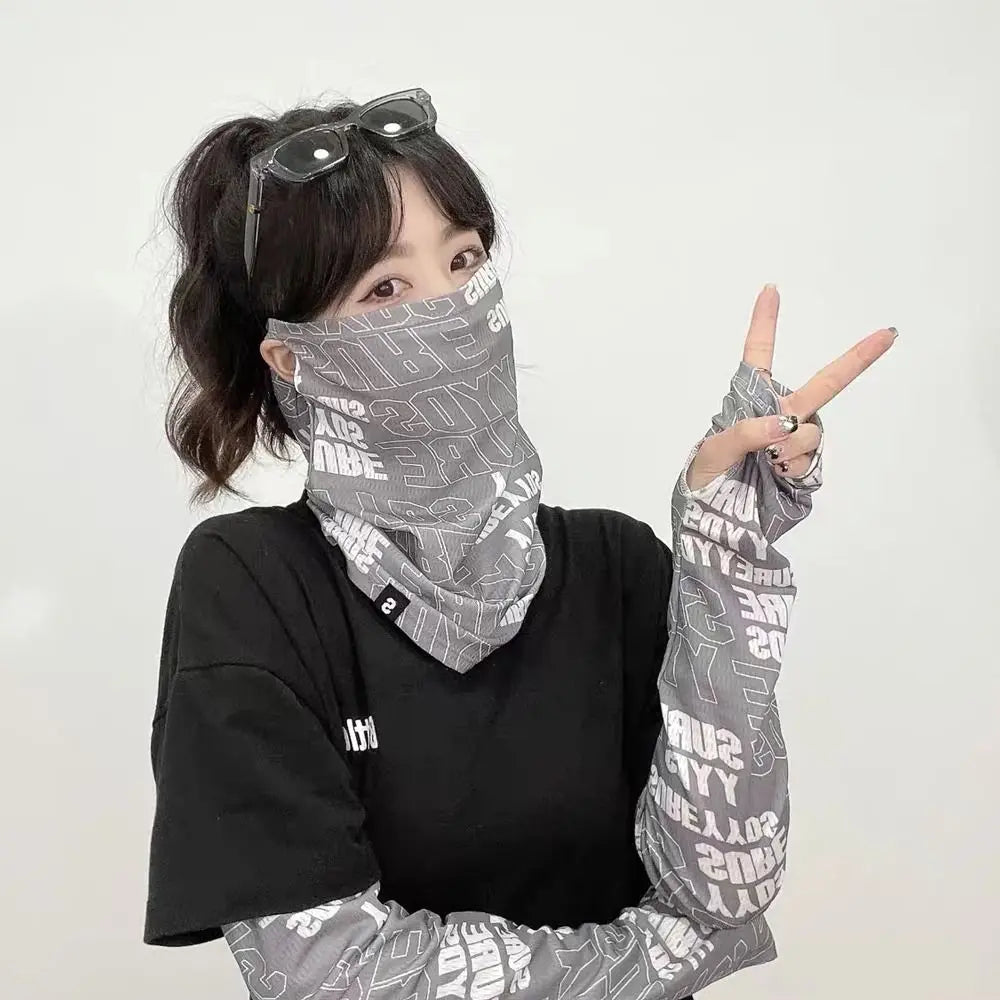 Anti-UV Sunscreen Face Mask Breathable Ice Silk Sunscreen Sleeves Summer Thin Sleeves Half Face Cover Cycling Bike Motorcycle