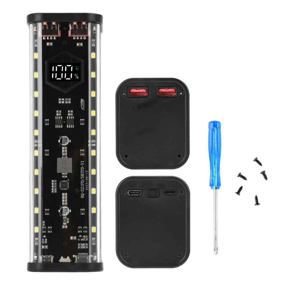 8 Slots 21700 Battery Case DIY Kit Mecha Transparent Quick Charge Flash Charger Battery Case Kit Power Bank Box Type C