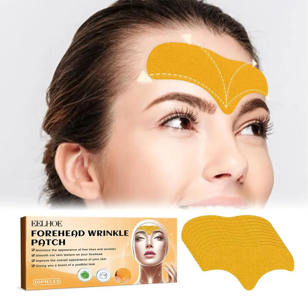 10pcs/box Forehead Wrinkle Patch Lightening Forehead Wrinkle Gel Patch Hydrolyzed Collagen Firming Mask Facial Skincare Stickers
