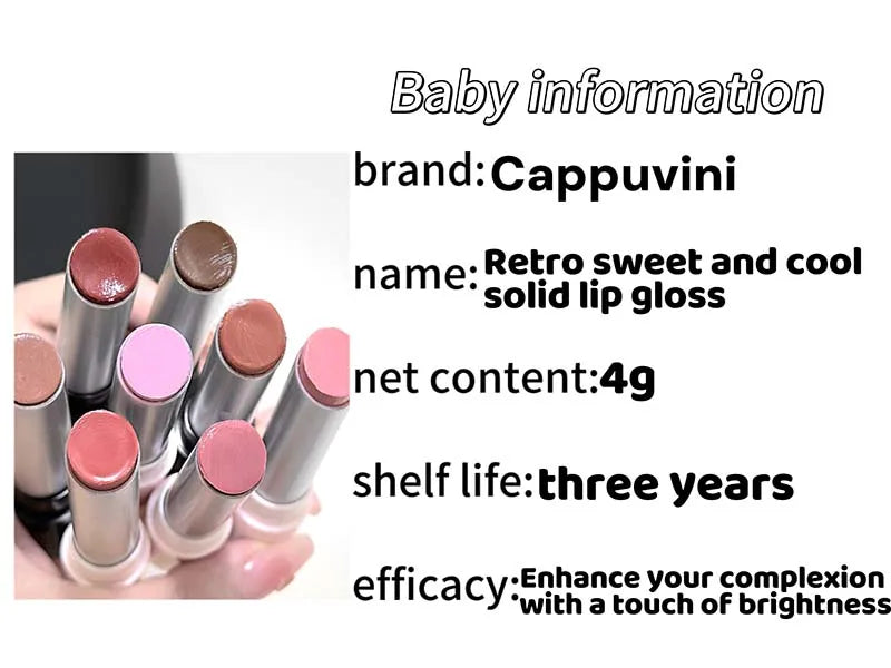 Pink Crystal Mirror Glass Solid Lip Gloss Round Tube Water Light Jelly Lipstick Moisturizing Clear Lip Glaze Nude Brown Lip Tint