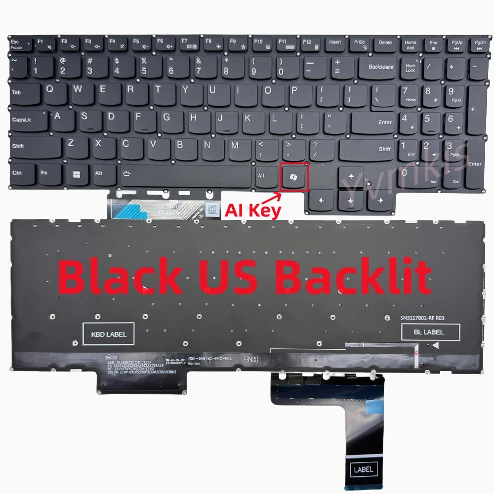 US/Russian Backlit Keyboard for Lenovo Legion LOQ 15ARP9 15AHP9 15IAX9 15IRX9 15IAX9I NSK-6AB4BC PH5CYXRGBG-3T AI Key