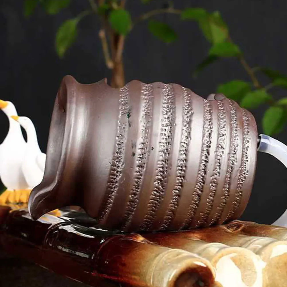 Ceramic Jar Water Fountain Fish Tank Water Dispenser Aquarium Waterfall Filter Roller Decoration