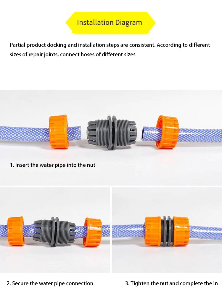 3PCS 1/2" 3/4'' 1“ Water Hose Connector Garden Irrigation Watering Hose Connection Coupling Repair Extender Joint Adapter Set