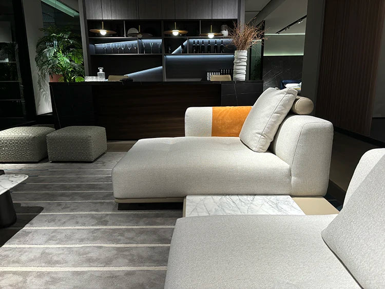 Living Room Furniture Premium Modern Luxury L-Shaped Sofa Set Custom Size Nordic Beige White Villa Home Furniture