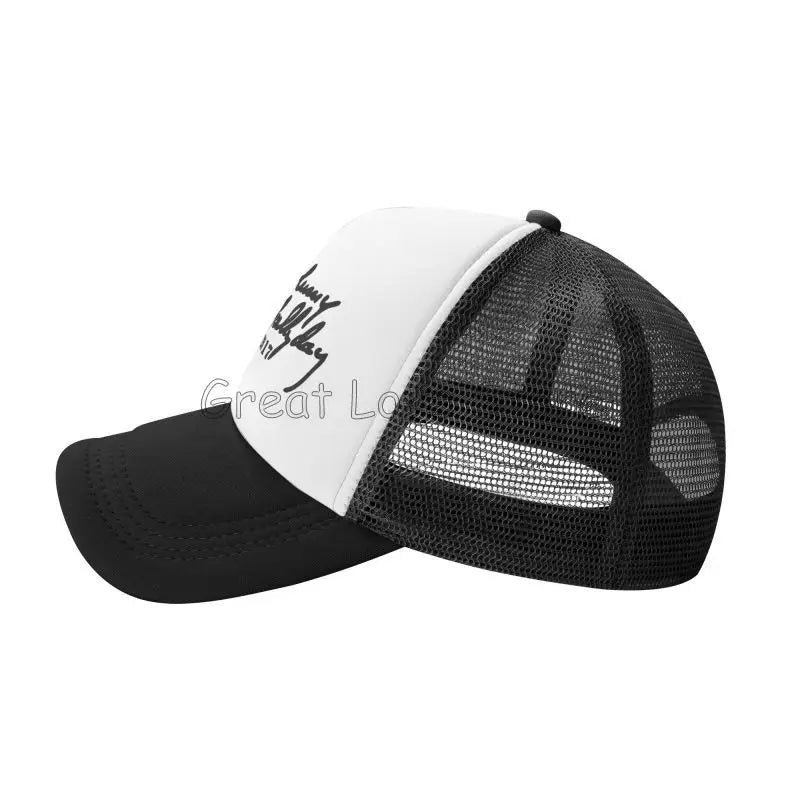Johnny Hallyday Mesh Baseball Cap French Rock Legend Breathable Trucker Hat Unisex Travel Adjustable Hat Sunscreen Baseball Cap