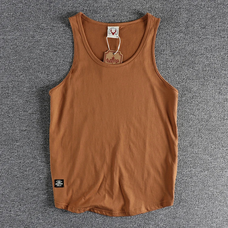 Cotton sleeveless T-shirt vest men's loose vest American style outside wear short sleeve boys sports fitness top tide summer