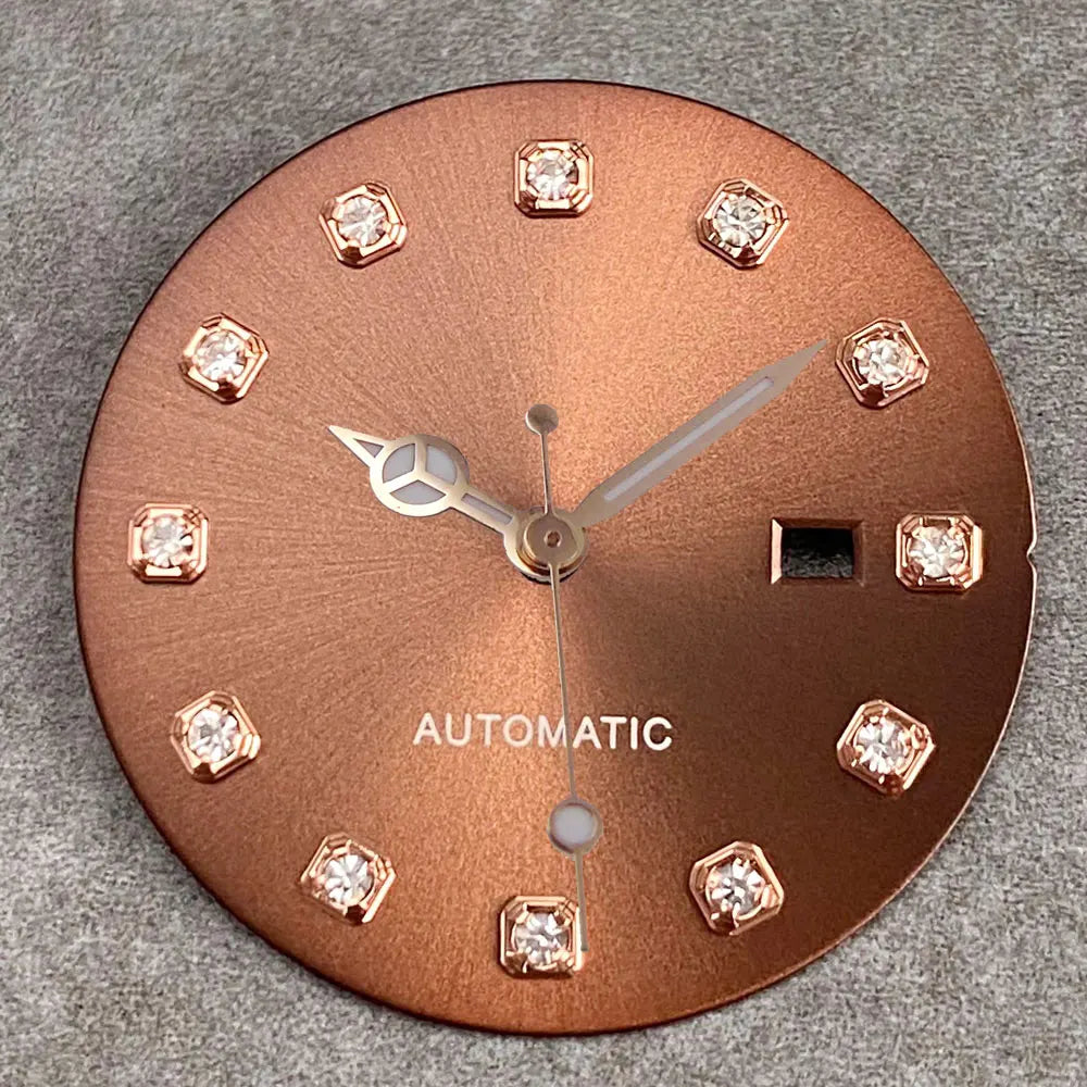 24.5mm Mother of Pearl Shell Dial Roman Diamond Sunburst Watch Dial Hand Fit NH05A NH05 Watch Movement Ladies Watchmaker Tools