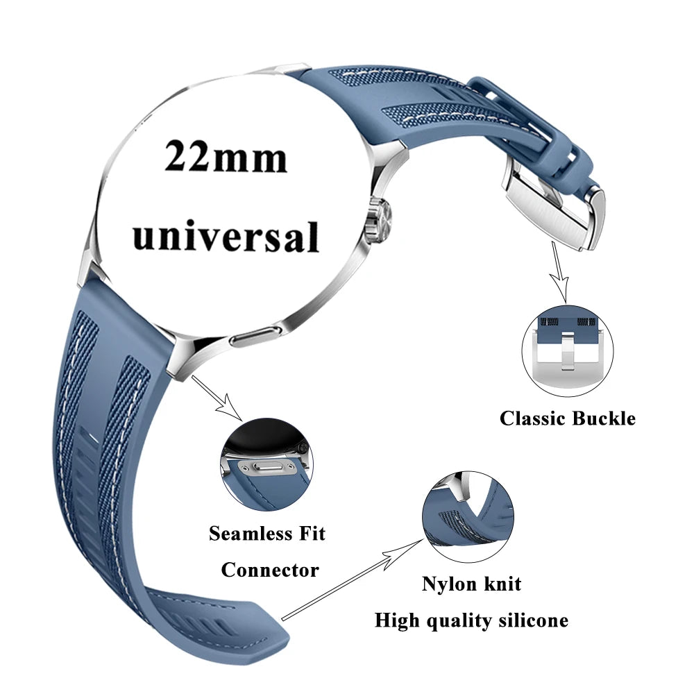 22mm Strap Suitable for Huawei Watch GT6/GT6pro Soft and Durable Silicone Nylon Replacement Wristband for GT5 GT4 46mm