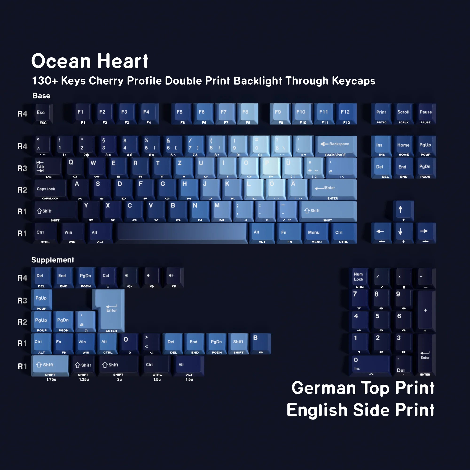 Korean Keycap French Azerty Russian Spanish 130Key Cherry PBT MX Mechanical Keyboard Japanese KR/JP/FR Blue Hangul Keycap
