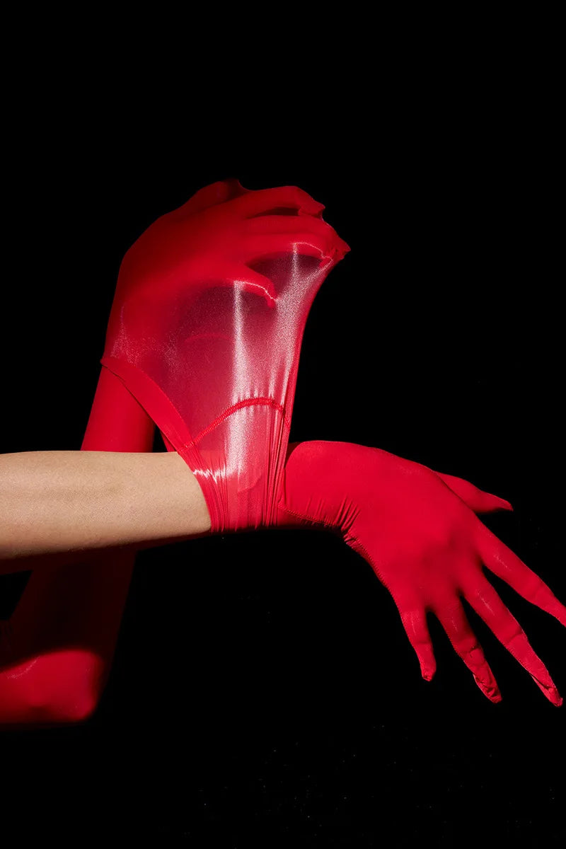 Sexy Women 8D 912 Pin Oil Glossy Shiny Elastic Glove Sheer See Through Ultrathin Sunscreen Driving Glove Luxury Candy Color