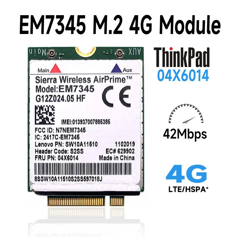 WDXUN for EM7345 4G LTE Mobile Broadband 4G CARD WWAN EM7345 Module 04X601904X6014 For X240 T440 T440P X250 T450 LTE 4G