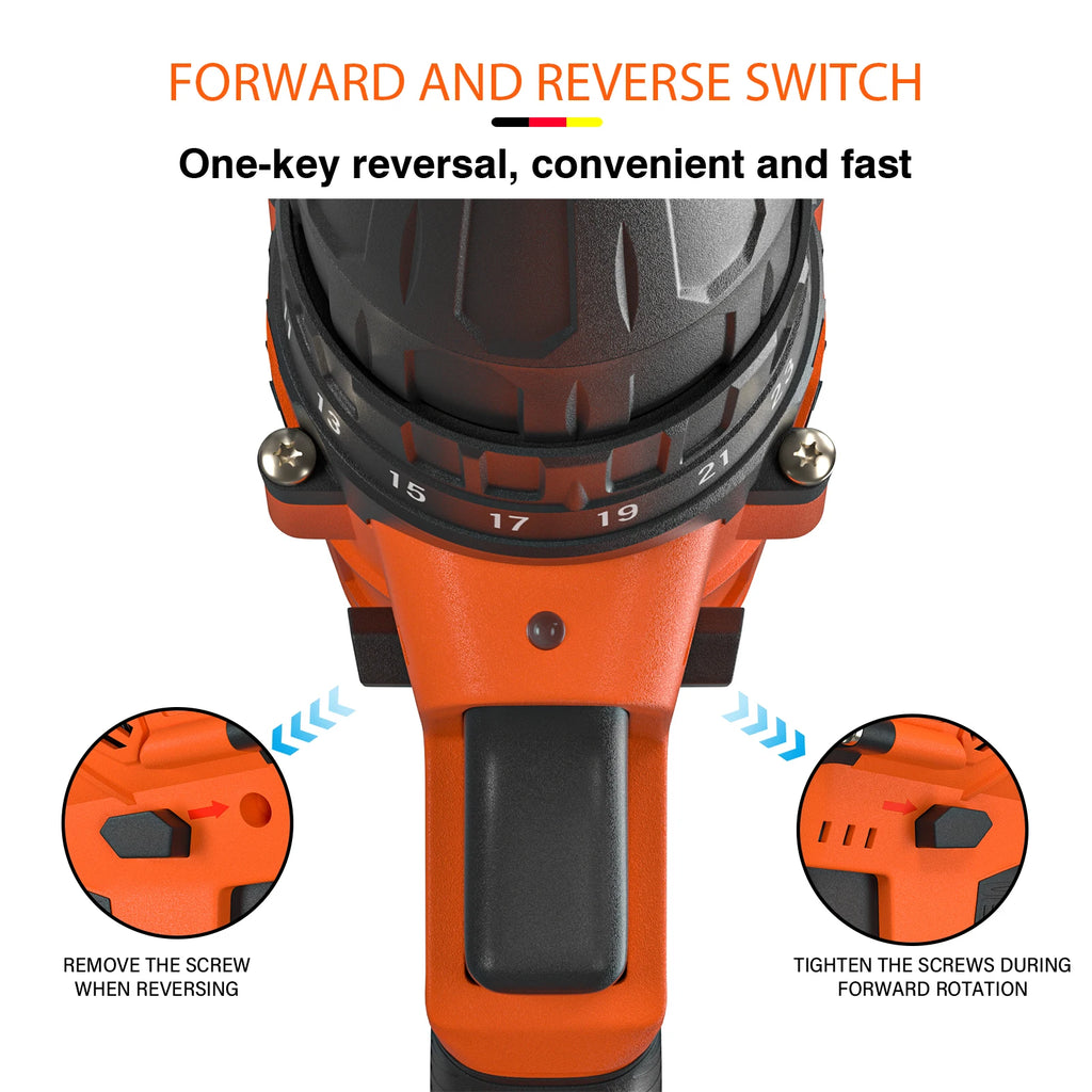 45Nm Cordless Drill with 2 X 1.5Ah Li-Ion Batteies and Charger, 140W, 25+1 Torque, 2 Speed, 2700RPM, 29 Accessories, Carry Case