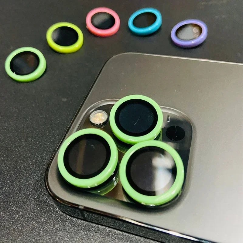 Luminous Ceramic Camera Protector Film For iPhone 14 13 12 11 15 Pro Max 14 Plus 12 13 mini Lens Ring Tempered Glass Glowing Cap