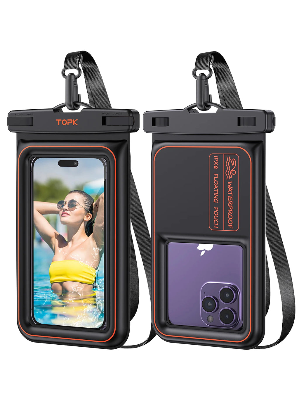 TOPK Waterproof Phone Pouch IPX8 Floating Dry Bag Waterproof Phone Case for Vacation Beach compatible with under 7 inches phones