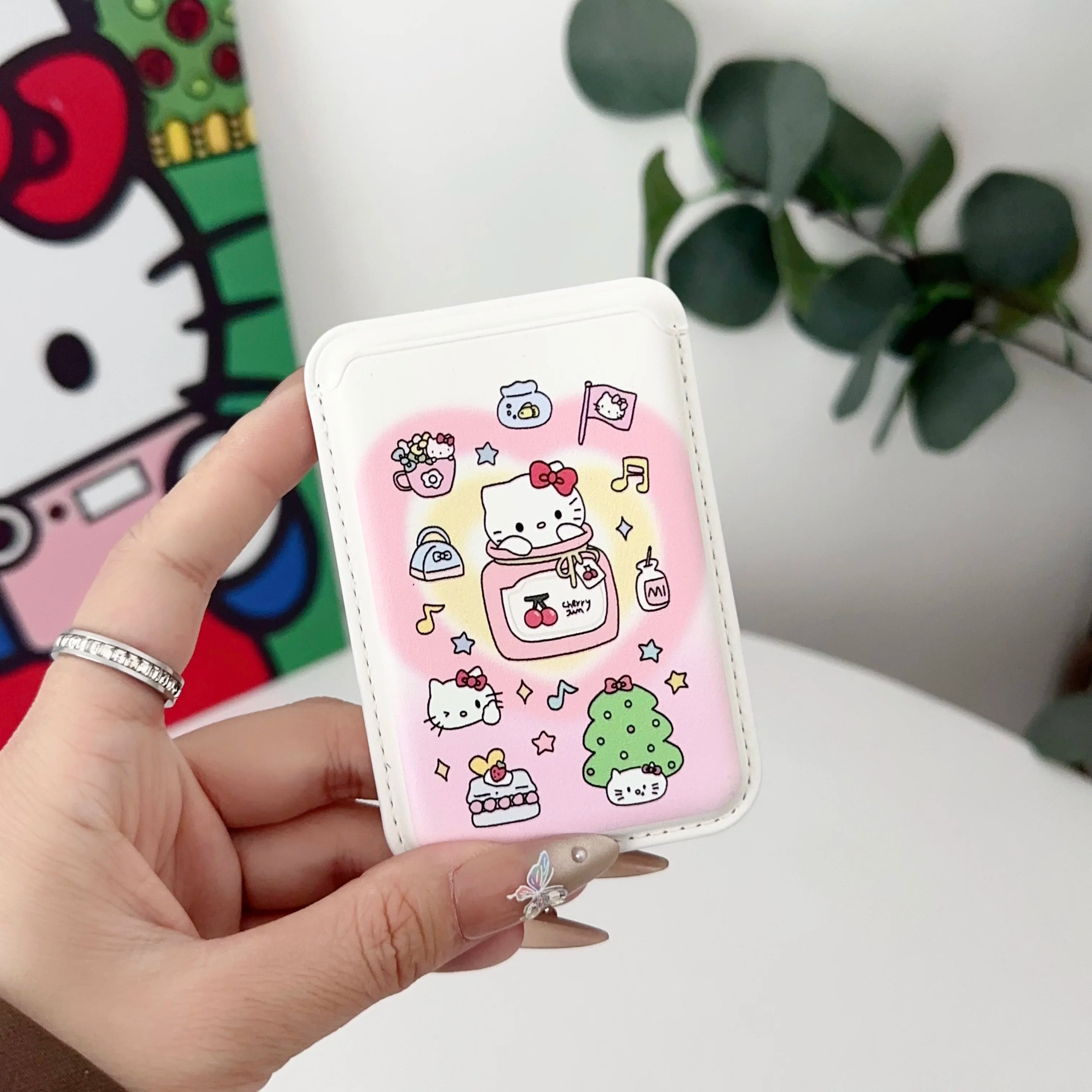 INS Korean Cute Hello Kitty for Magsafe Wallet Card Clip Case For iPhone 15 16 Pro Max 13 14 12 Magnetic Wallet Pink Girl Cover