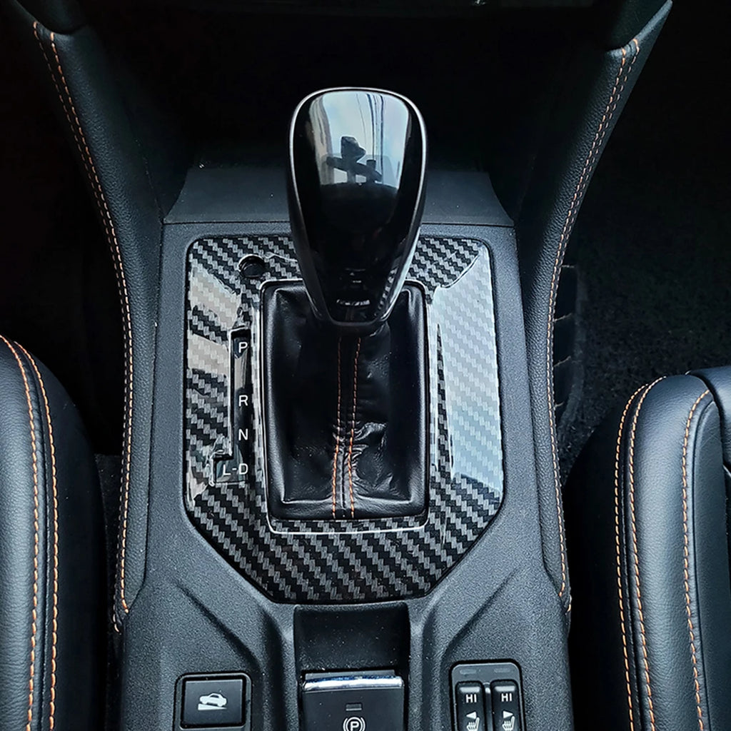 Car Interior Center Console Gear Shift Box Panel Trim Cover Carbon Fiber Style Plastic Fit for Subaru XV Crosstrek 2018-2021 LHD