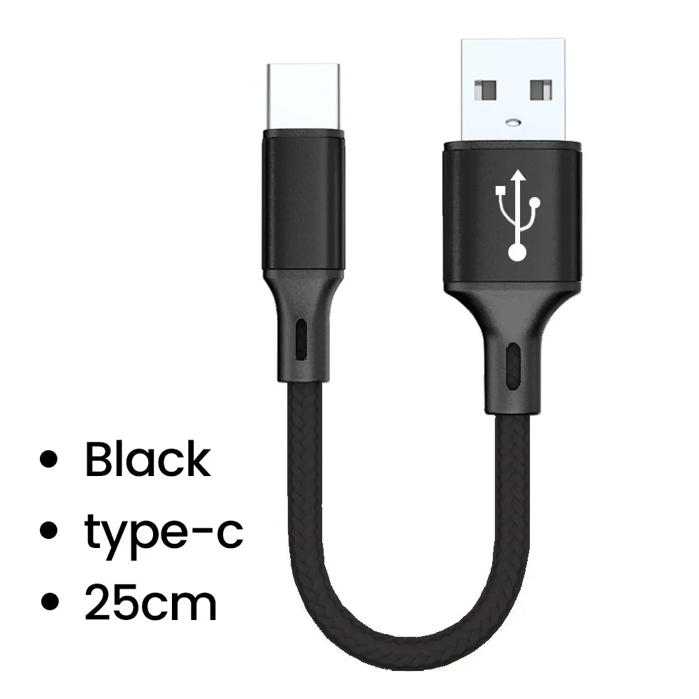 Olaf 25cm USB to Type C/Micro USB Short Charging Cable 3A USB Type C Micro Data Cable for Xiaomi Samsung Android Power Bank Cord