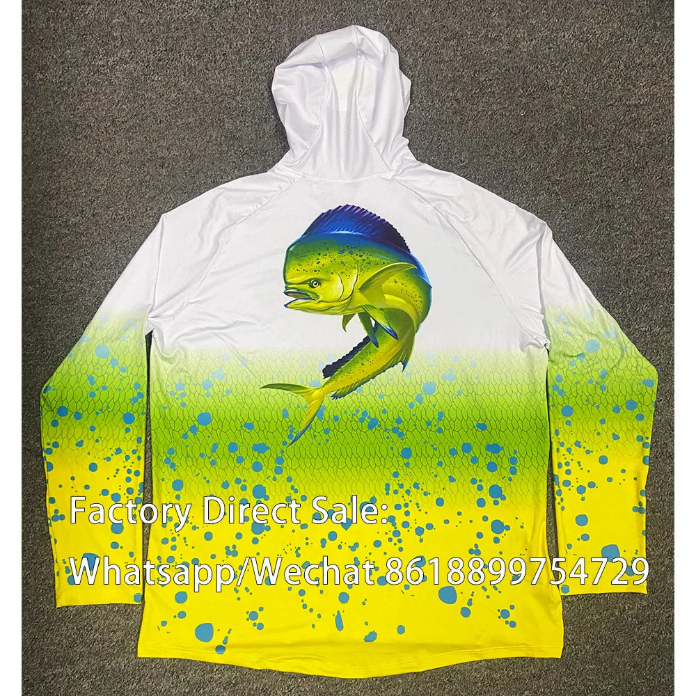BILLFISH GEAR Hooded Fishing Shirt Outdoor Sunscreen Fishing Clothes Men UV Protection Quick Dry Breathable Jersey