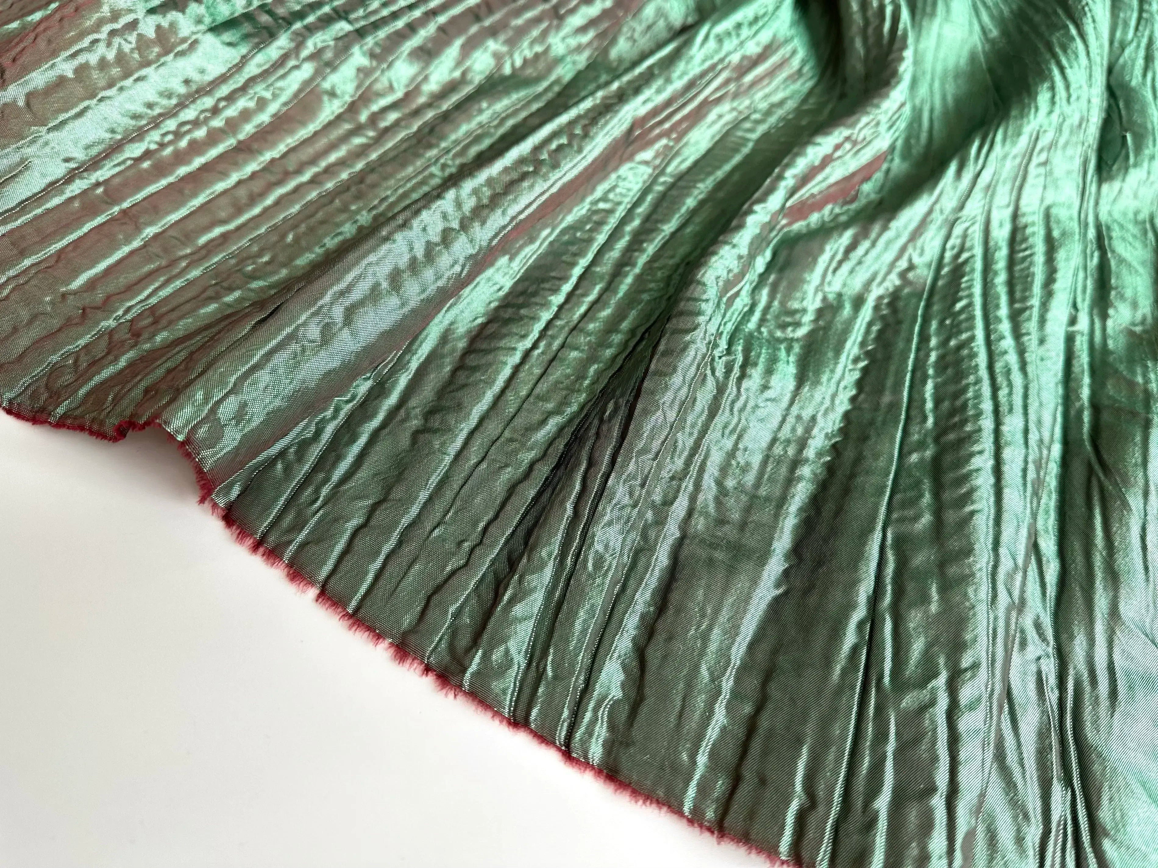 Irregular Pleated Fabric Glossy By Meters for Dress Skirt Shirt Windbreaker Diy Sewing Designer Cloth Soft Comfortable Plain Red