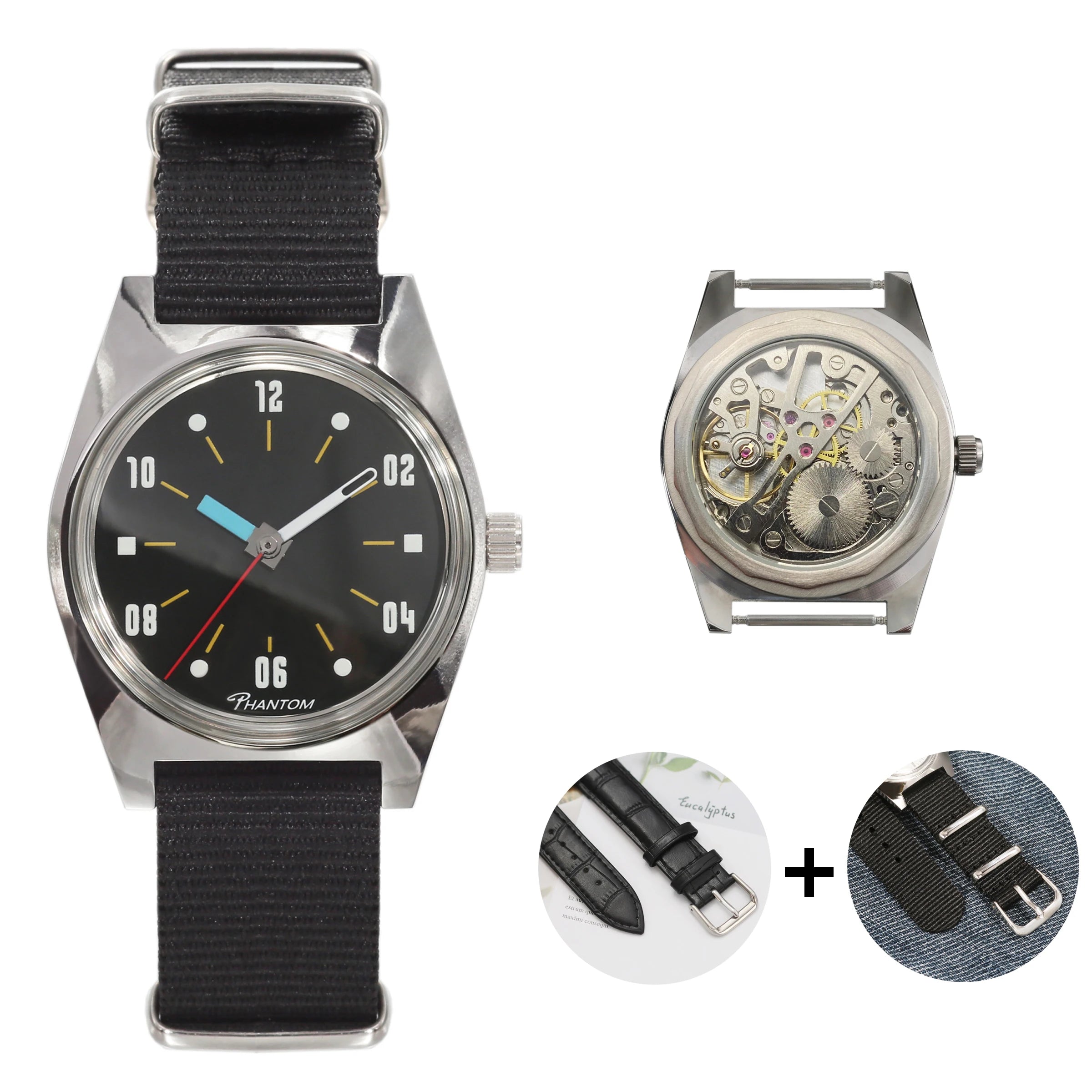 PHANTOM men’s Hand-Wind Mechanical Watch 7120 Waterproof Bauhaus Design Watch for Men wholesale