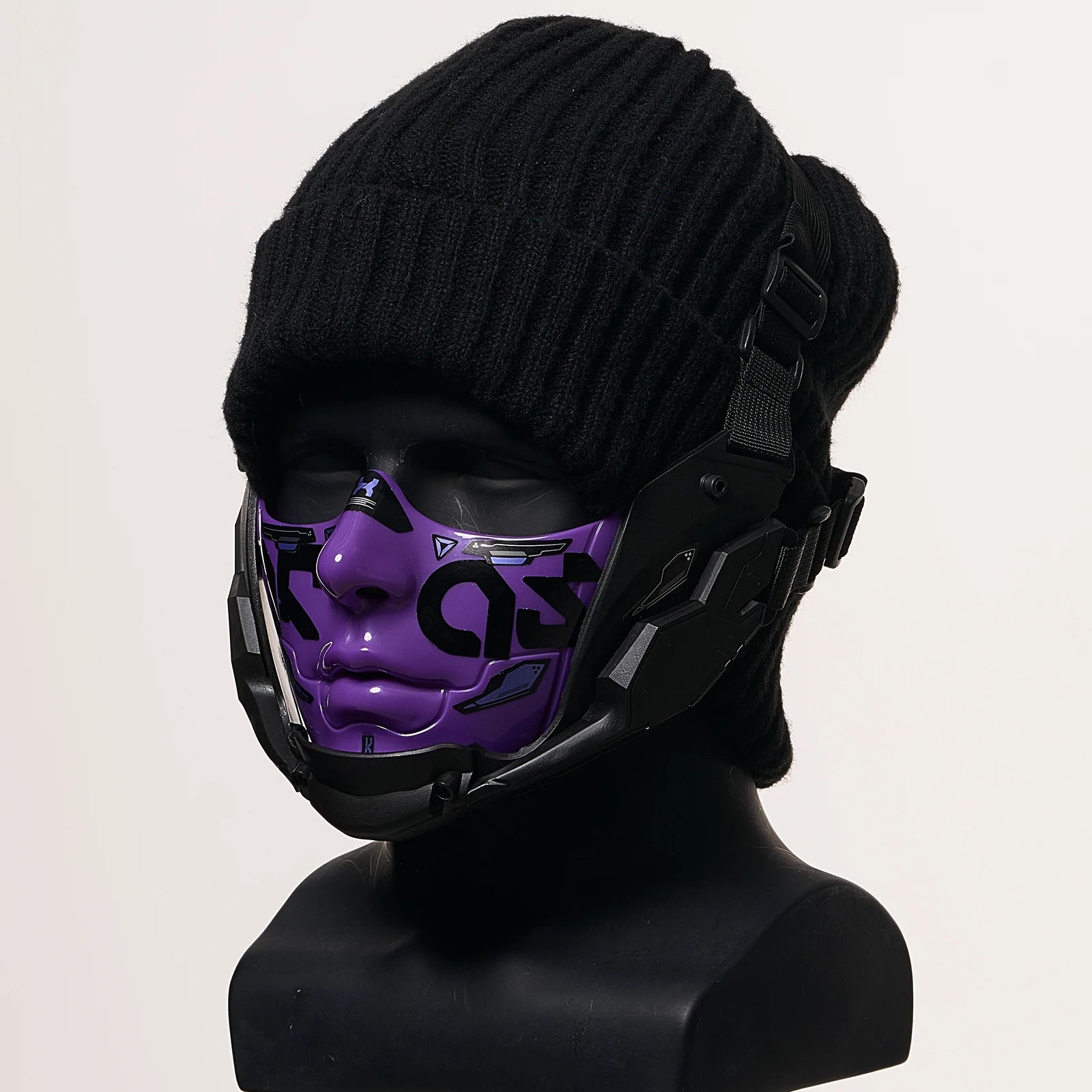 JAUPTO Cyberpunk Half Face Mask Mecha Style Halloween Cosplay Mask Adjustable Straps Breathable Comfort Tactical Streetwear