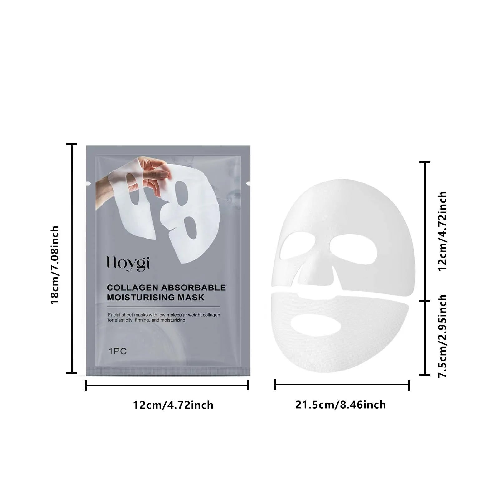 Collagen Face Mask Hydrating Shrinking Pores Fade Fine Lines Moisturizing Refreshing Hyaluronic Acid Sheet Mask Korean Skin Care
