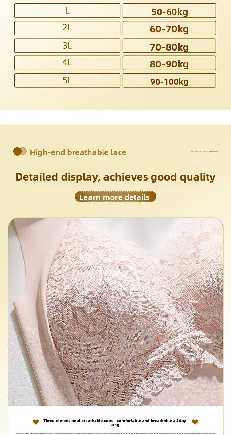 Ladies Comfortable Sexy Lace Seamless Breathable Back Bra All Season Comfortable Without Steel Ring Gathering Anti Sagging Vest