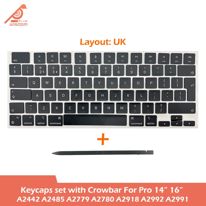 Laptop A2442 A2485 A2779 A2780 A2918 A2992 A2991 Keycaps Keys Key Cap Set for Macbook Pro M1 M2 M3 14" 16" Keyboard Repair
