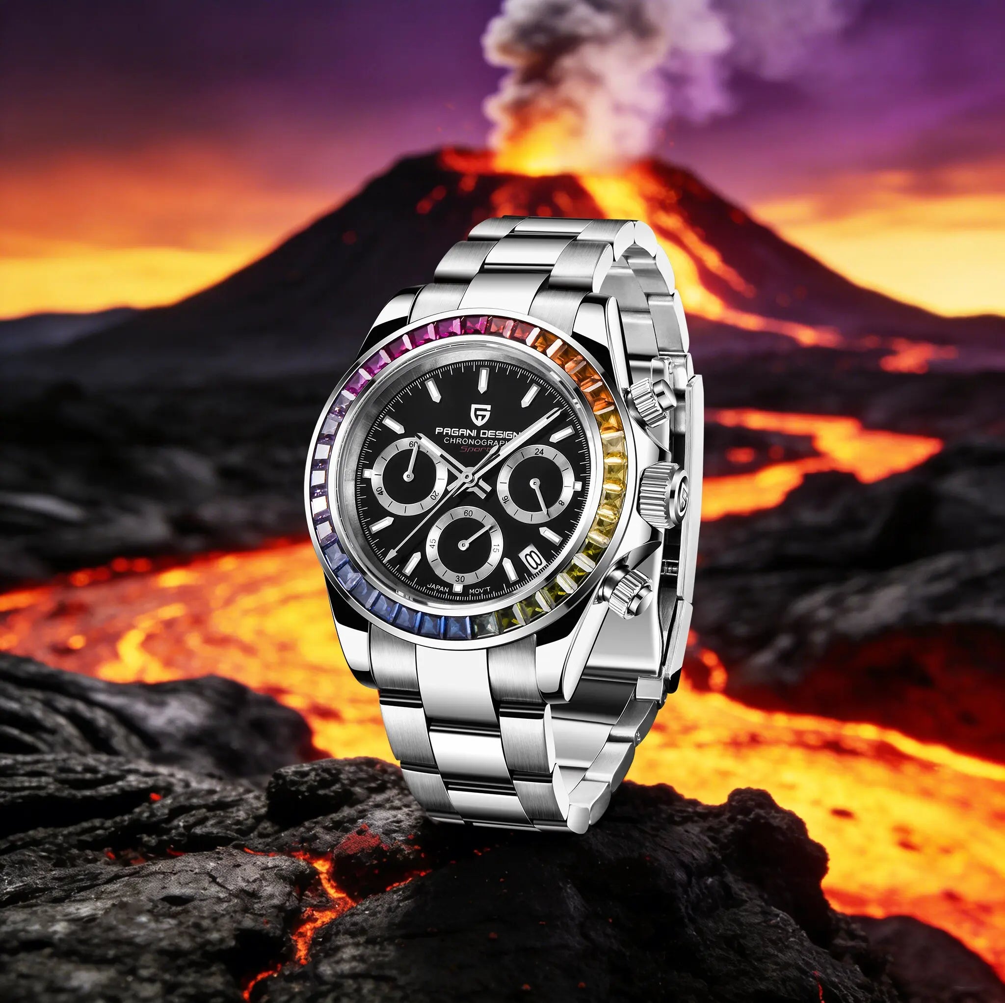 PAGANI DESIGN Men's Casual Quartz Watch 40Mm Outdoor Trendy Stainless Steel Sapphire Wear-Resistant Mirror Luminous Diving Watch