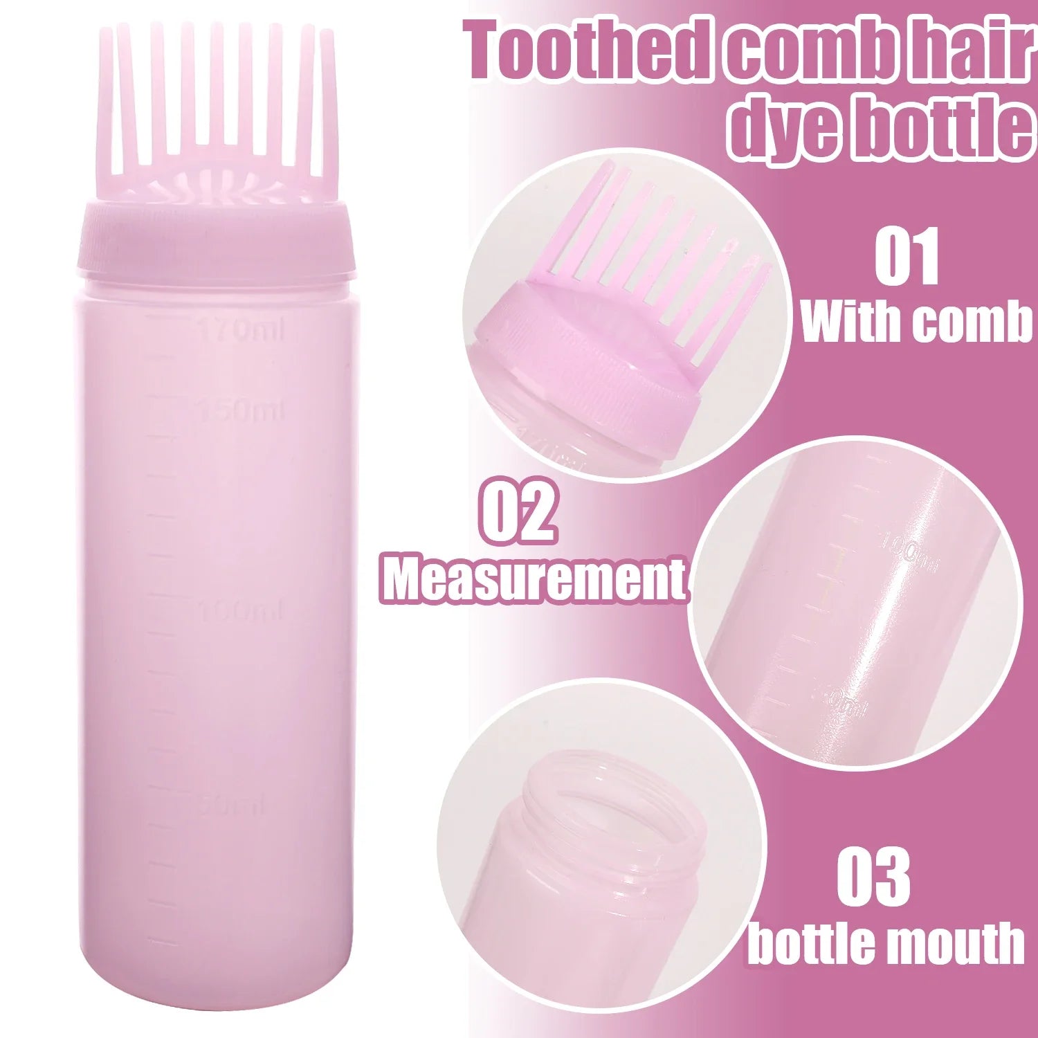Hair Dye Refillable Bottle Comb Professional Salon Hair Oil Applicator Bottles Plastic Dispensing Hairdressing Styling Tools