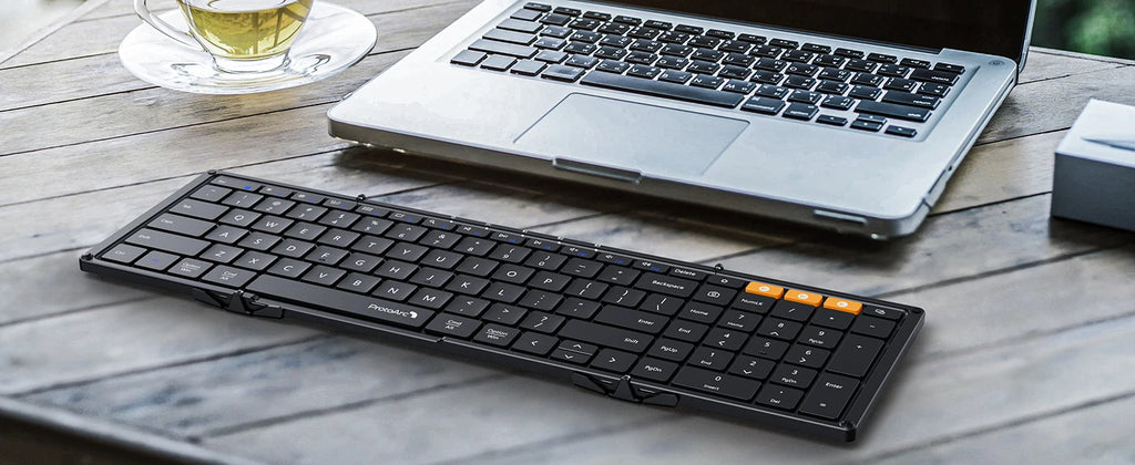 ProtoArc XK01 Bluetooth Wireless Keyboard Foldable Portable Mini Keyboards for Windows iOS Android Tablet PC Smartphone