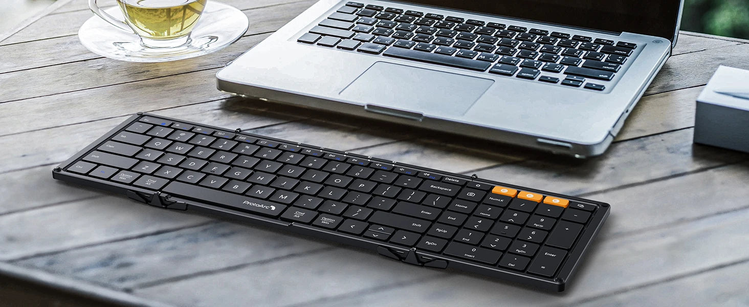 ProtoArc XK01 Bluetooth Wireless Keyboard Foldable Portable Mini Keyboards for Windows iOS Android Tablet PC Smartphone