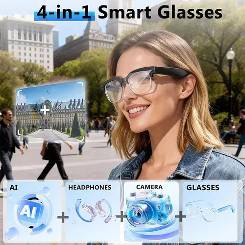 2026 New AI Smart Glasses 4K 8MP HD Camera Video 1080P 100+ Languages Translation WiFi Sunglasses Bluetooth Call Music Men Women