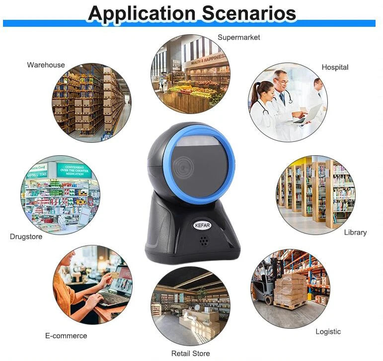 New Arrial Foldable Omnidirectional Desktop 2D Barcode Scanner Automatic Wired USB Platform Bar Code Reader for Supermarket