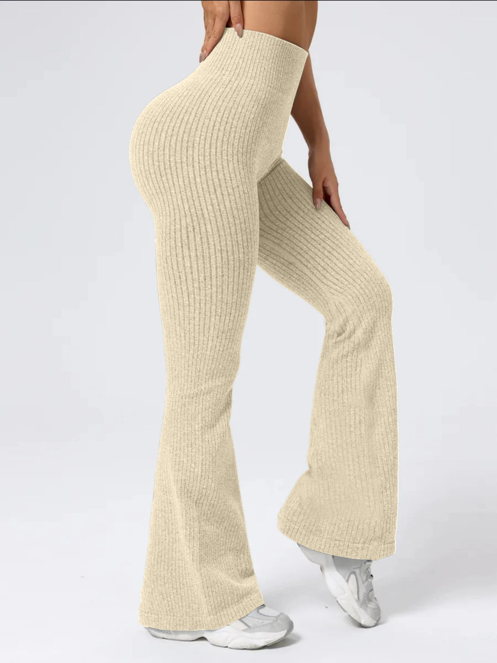 High-waisted tapered flared yoga pants, high-waisted butt-lifting fitness leggings, peach-shaped butt sports long pants, wide-le