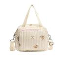R6FD Lovely Baby Diaper Bag with Floral/Animal Embroidery, Fashionable Shoulder Bag Organiser Case Container for Busy Parents
