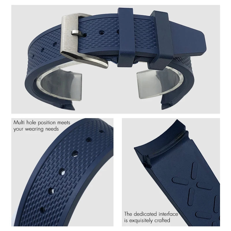 19mm 20mm Curved Rubber Silicone Watchband Fit for IWC Big Pilot Portofino Mark Black Blue Bracelets Diver Sports Watch Strap