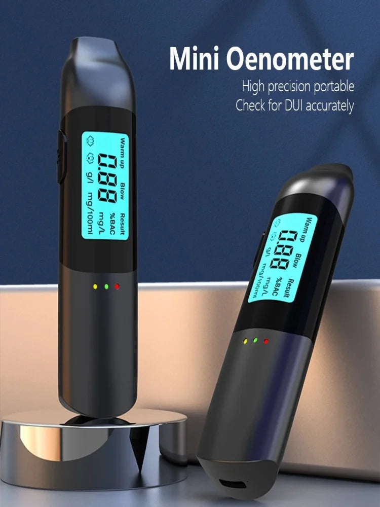 Digital alcohol tester, portable alcohol detector with LCD display screen, accurate and sensitive, continuous detection