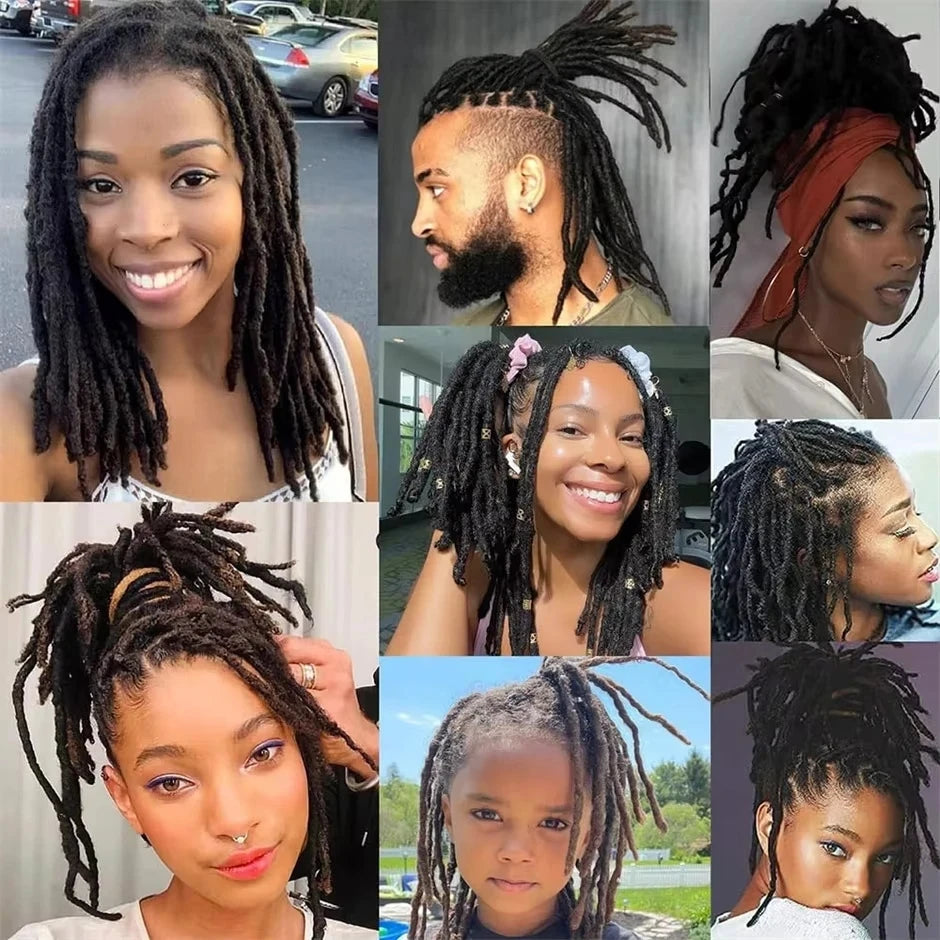 Human Hair Dreadlock Extension 0.6cm Width 4-20inch Real Human Hair Bulk Permanent Loc Extensions Wholesale for Men/Women